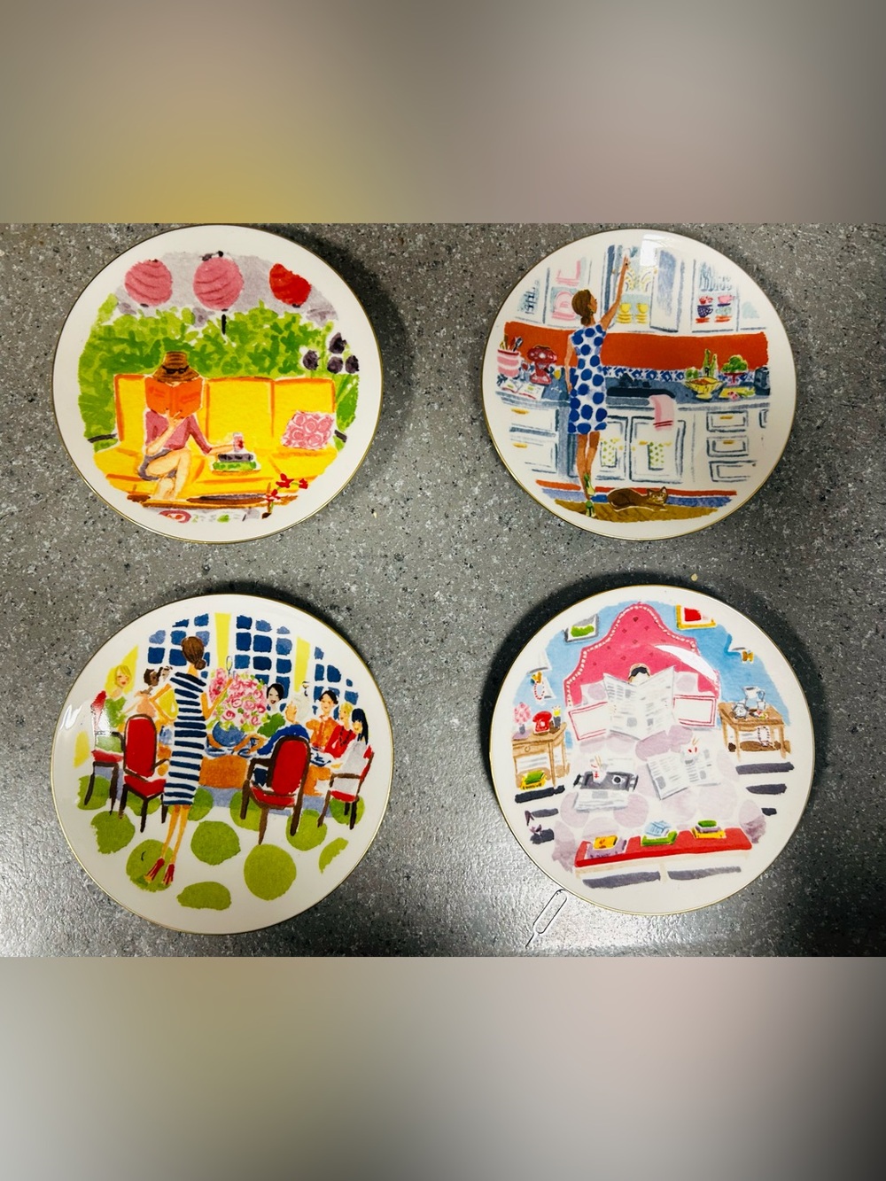 Vintage KATE SPADE New York dessert plate collection (4) Lenox